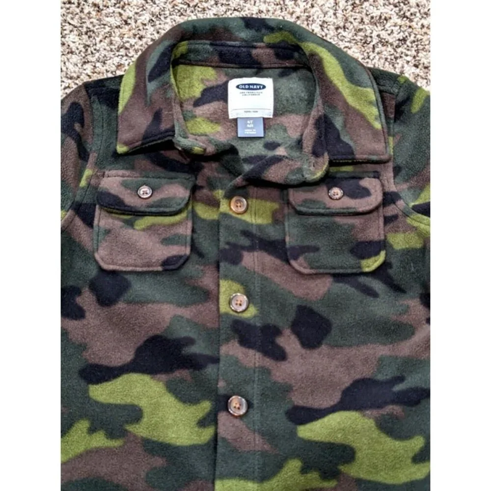 Old Navy Boys Size 4T Fleece Camouflage Shirt Jacket Warm Button Front Pockets